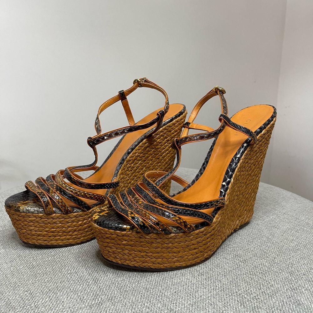 Gucci python platform espadrille, size 41